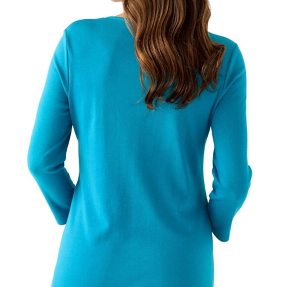Kim Rogers Women's With Criss-Cross Front Detailed V-Neck Shirt, ¾ Sleeve, Large - Picture 2 of 13